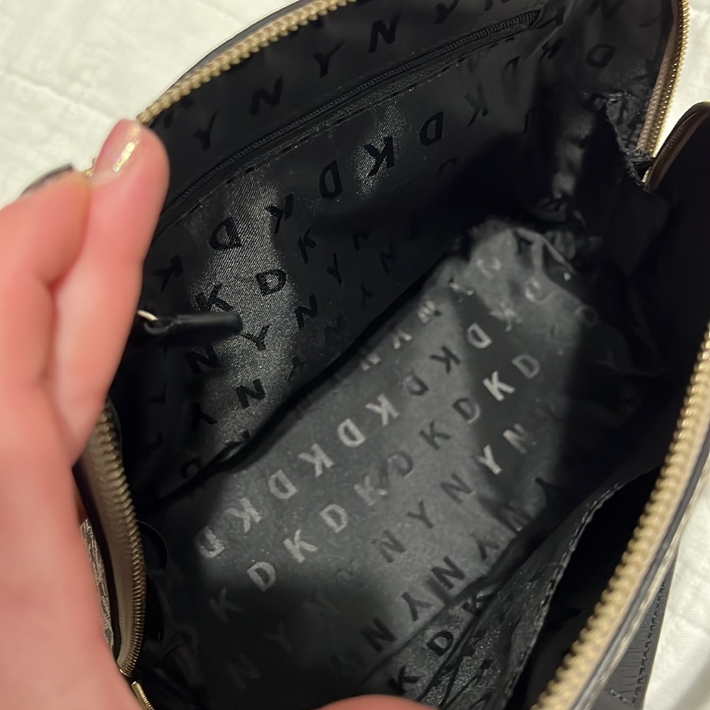 NEW!DKNY Catherine Dome Satchel Brown Black Monogram Logo Shoulder/Crossbody Bag - Picture 9 of 12